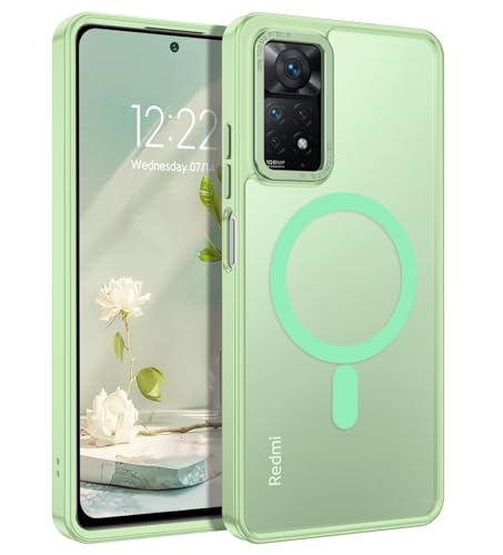 YINLAI für Xiaomi Redmi Note 11 Pro Hülle Kompatibel mit MagSafe,Handyhülle Redmi Note 11 Pro Magnetische Translucent Matt Stoßfest Cover Case Schutzhülle für Xiaomi Redmi Note 11 Pro 4G/5G,Machagrün von YINLAI