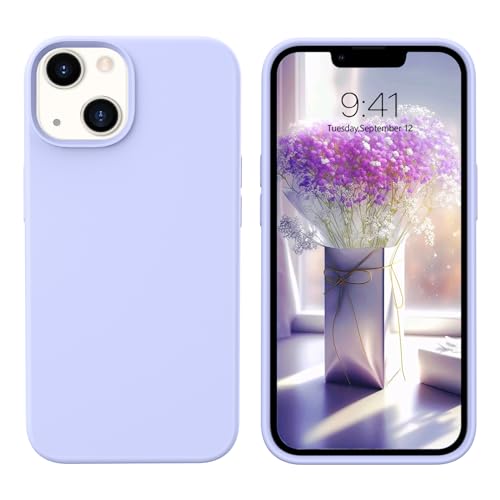 YINLAI für iPhone 13 Hülle Silikon Violett,Handyhülle iPhone 13 Slim Case Cover Liquid Silikon Gel Matte 3-Schicht Struktur Fallschutz Kratzfest Schutzhülle für iPhone 13 6,1 Zoll,Lavendel Lila von YINLAI