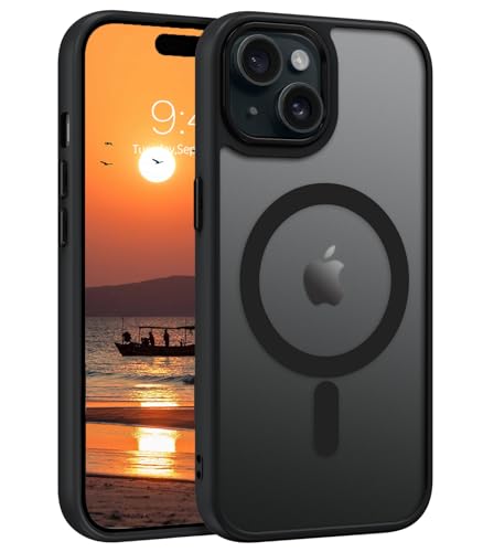 YINLAI iPhone 15 Hülle MagSafe,HandyHülle iPhone 15 6.1'' Magnetisch Cover Case [Translucent Matt][Anti-Fingerabdruck][Militärschutz Stoßfest] Schutzhülle für iPhone 15 6.1 Zoll,Schwarz von YINLAI