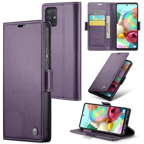 Handy-Geldbörsenhülle Brieftaschen-Hülle kompatibel mit Samsung Galaxy A71 4G, mit Kartenhalter und RFID-blockierendem Leder-Geldbörsen-Magnetverschluss, langlebige, stoßfeste, kratzfeste Hülle for Sa von YIPCFXDJ