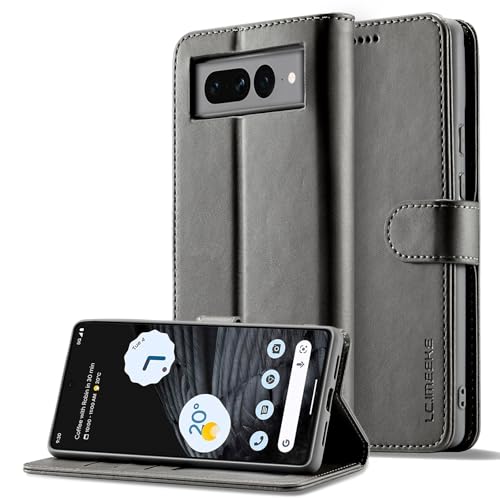 YIPCFXDJ Handy-Geldbörsenhülle Magnetische Brieftaschenhülle kompatibel mit Google Pixel 7 Pro, [Stoßfeste TPU-Innenschutzhülle] [Kartenfach] [Ständer] [Magnetverschluss] Leder-Klapphülle(Gray) von YIPCFXDJ