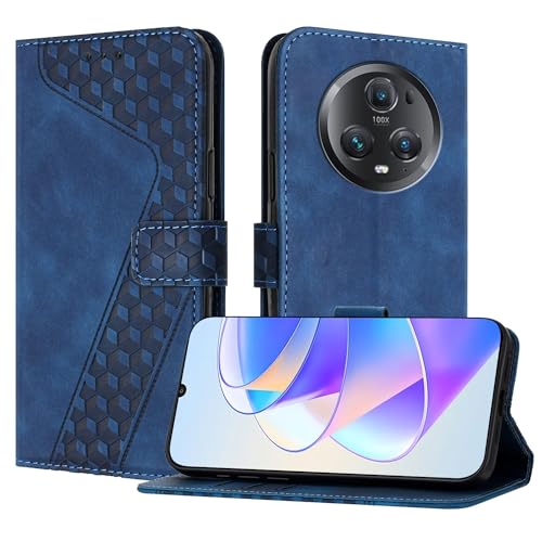 YIRRANZD Handyhülle für Honor Magic 5 Pro 5G Hülle, PU Leder Klapphülle Kartenfach Ständer Magnetisch, Flip Case Cover Handytasche Stoßfeste Schutzhülle für Honor Magic 5 Pro 5G (Blau) von YIRRANZD