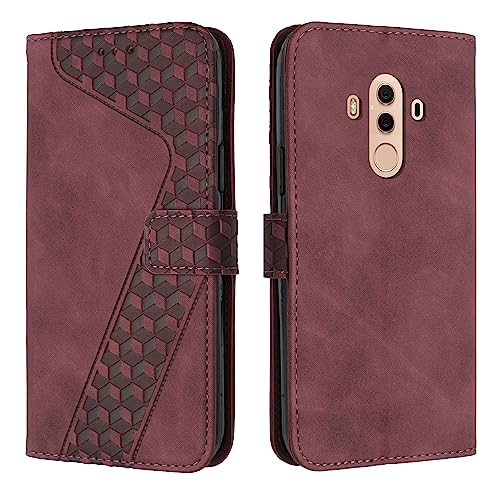 YIRRANZD Handyhülle für Huawei Mate 10 Pro Hülle, PU Leder Klapphülle Kartenfach Ständer Magnetisch, Flip Case Cover Handytasche Stoßfeste Schutzhülle für Huawei Mate 10 Pro (Rot) von YIRRANZD