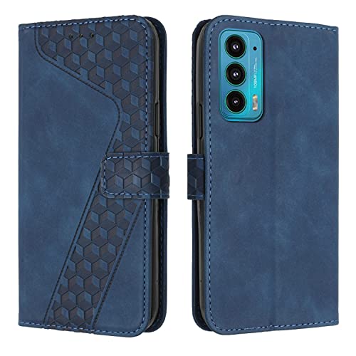 YIRRANZD Handyhülle für Moto Edge 20 Hülle, PU Leder Klapphülle Kartenfach Ständer Magnetisch, Flip Case Cover Handytasche Stoßfeste Schutzhülle für Motorola Moto Edge 20 (Blau) von YIRRANZD