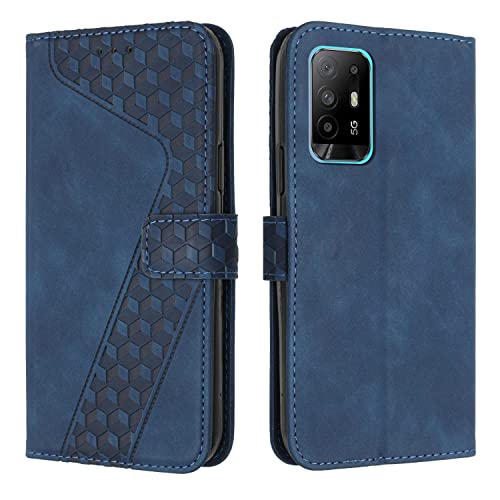 YIRRANZD Handyhülle für Oppo A94 5G Hülle, PU Leder Klapphülle Kartenfach Ständer Magnetisch, Flip Case Cover Handytasche Stoßfeste Schutzhülle für Oppo A94 5G (Blau) von YIRRANZD