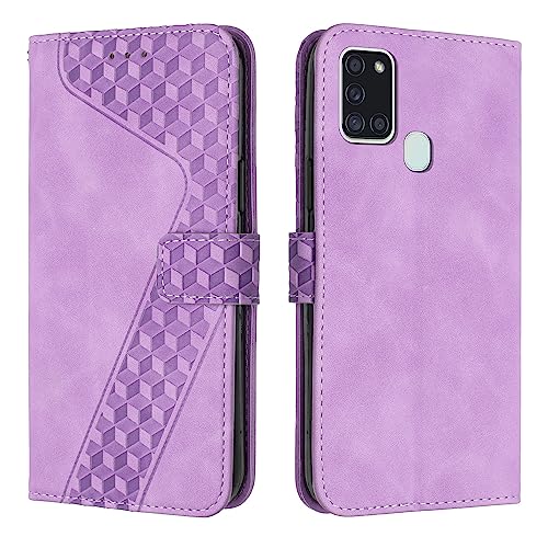 YIRRANZD Handyhülle für Samsung Galaxy A21S Hülle, PU Leder Klapphülle Kartenfach Ständer Magnetisch, Flip Case Cover Handytasche Stoßfeste Schutzhülle für Samsung A21S (Violett) von YIRRANZD