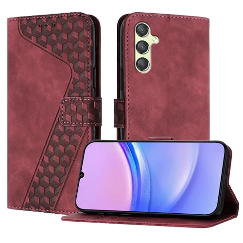 YIRRANZD Handyhülle für Samsung Galaxy A25 5G Hülle, PU Leder Klapphülle Kartenfach Ständer Magnetisch, Flip Case Cover Handytasche Stoßfeste Schutzhülle für Samsung A25 5G (Rot) von YIRRANZD