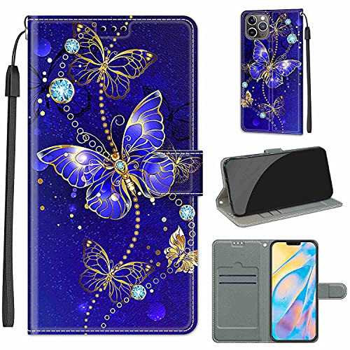 YIRRANZD Handyhülle für iPhone 11 Pro Hülle, PU Leder Wallet Klapphülle, Flip Case Stoßfeste Tasche Schutzhülle für iPhone 11 Pro (Schmetterling B) von YIRRANZD