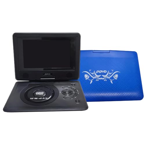 YIUPEDRFG Tragbarer Auto DVD Player mit integrierten Stereo Lautsprechern, unterstützt Spiele und FM Radio, MMC Karte, tragbarer ABS Blu Ray Player, Dunkelblau von YIUPEDRFG