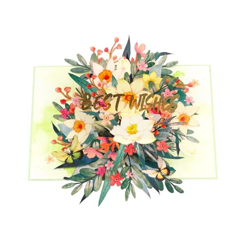 YIZITU 3D-Popup-Grußkarte mit bunten Blumen, faltbare Papier-Segen-Karte mit Umschlag, handgefertigtes Muttertagsgeschenk von YIZITU