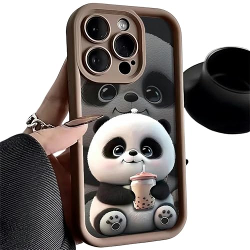 YJHLY Handyhüllen Panda Muster Soft TPU -Hülle Für 11 Fälle Iphone 13 15 Pro Max 14 12 Xr X Xs 7 8 Plus Se 2020 13Promax 14Promax 7Plus Cover-For13 Pro-Df74 Coffee von YJHLY