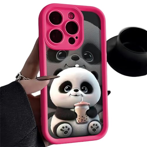 YJHLY Handyhüllen Panda Muster Soft TPU -Hülle Für 11 Fälle Iphone 13 15 Pro Max 14 12 Xr X Xs 7 8 Plus Se 2020 13Promax 14Promax 7Plus Cover-for X Xs-Df74 Rose von YJHLY