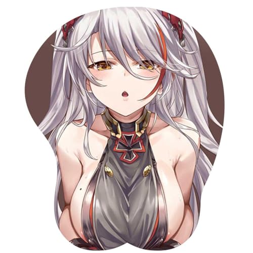 YJIALI-Anime Azur Lane Prinz Eugen 3D Mauspad mit Handgelenkauflage Gaming Mauspads Rutschfestes Mauspad 3D Mauspads 3D Ergonomisches Mauspad-mousepads von YJIALI