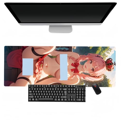 YJMYLTO Sexy Girl Mauspad, Anime XXL Multifunktions-Gaming-Mauspad, Tastatur-Mauspad, rutschfeste Gummiunterseite, Mauspad für Laptop, Computer, PC (800 x 300 mm) von YJMYLTO