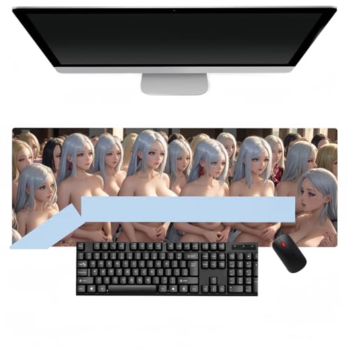 YJMYLTO Sexy Girl Mauspad, Anime XXL Multifunktions-Gaming-Mauspad, Tastatur-Mauspad, rutschfeste Gummiunterseite, Mauspad für Laptop, Computer, PC (800 x 300 mm) von YJMYLTO