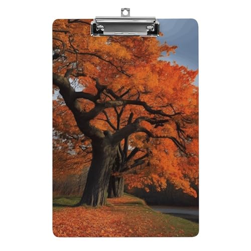 YJWANDL A4-Klemmbrett für 100 Blatt, Baum im Herbst, Druck-Acryl-Klemmbrett, Büro-Klemmbrett, Business-Board, Clip, Lehrertafel, Clip, Stil von YJWANDL