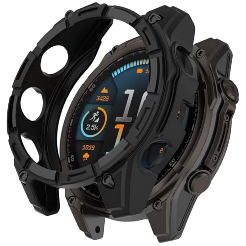 YKNIUFLY Hülle Kompatibel mit Garmin Fenix 8 51mm Solar, TPU Weiches Silikon, Half-Pack-Schutz, Uhren Schutzhülle Kompatibel mit Garmin Fenix 8 51mm Solar.(Schwarz) von YKNIUFLY