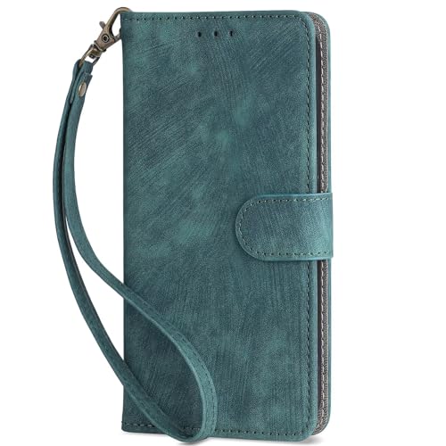 YKNIUFLY Hülle Kompatibel mit Motorola Moto G15 Power, PU-Leder Flip Folio Case mit Kartensteckplatz, Ständer, Schutzhülle Kompatibel mit Motorola Moto G15 Power.(Grün) von YKNIUFLY