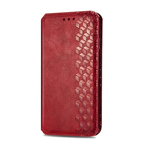 YKNIUFLY Hülle Kompatibel mit iPhone 16, Mit Standfunktion und Kartenfächer Case, Premium Leder Cover Wallet Schutzhülle Kompatibel mit iPhone 16.(Rot) von YKNIUFLY