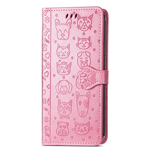 YKNIUFLY Hülle Kompatibel mit iPhone 16 Pro, Mit Standfunktion und Kartenfächer Case, Premium Leder Cover Wallet Schutzhülle Kompatibel mit iPhone 16 Pro.(Rosa) von YKNIUFLY