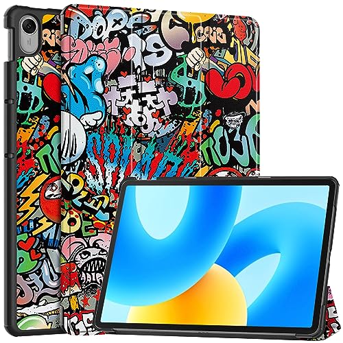 YKNIUFLY Hülle für Huawei MatePad 11.5 2024, PU Slim Cover, mit Auto Sleep/Wake up Hard Trifold Stand Cover, Hülle für Huawei MatePad 11.5 2024.(Graffiti) von YKNIUFLY