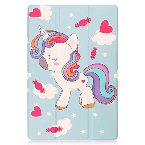 YKNIUFLY Hülle für Samsung Galaxy Tab 10, PU Slim Cover, mit Auto Sleep/Wake up Hard Trifold Stand Cover, Hülle für Samsung Galaxy Tab 10.(Einhorn) von YKNIUFLY