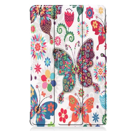 YKNIUFLY Hülle für Samsung Galaxy Tab S10 FE, PU Slim Cover, mit Auto Sleep/Wake up Hard Trifold Stand Cover, Hülle für Samsung Galaxy Tab S10 FE.(Schmetterling) von YKNIUFLY