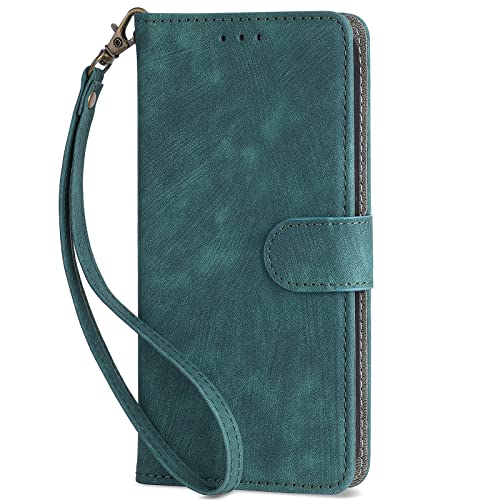 YKTO Handyhülle für Redmi 12C/Redmi 11A Leder Tasche Flip Case Brieftasche Schutzhülle [RFID Schutz] PU Leder Hülle mit Kartenfächer Magnet Handytasche für Redmi 12C/Redmi 11A,Grün von YKTO