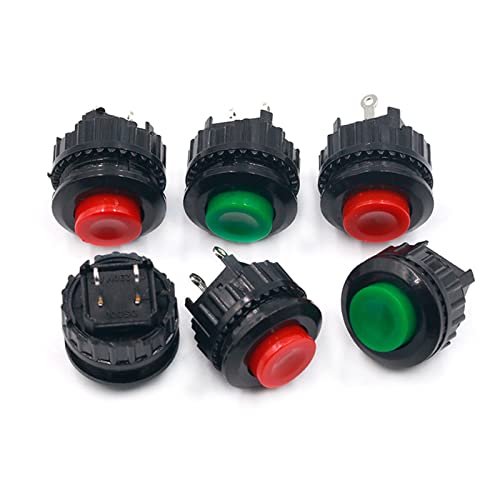 Power Control Switch Button 2PCS Button Switch Durchdrücken DS-500 Offenes Loch 14MM Rot Grün Non-Lock-Schalter Selbst-Reset-Schalter(Red) von YKYKY