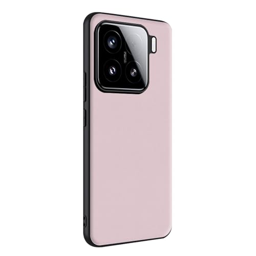 YLFFFZXK Schlanke Hülle für Xiaomi 15 Pro/15, stoßfeste Lederhülle, minimalistische Business-Schutzhülle unterstützt kabelloses Laden,Rosa,15 von YLFFFZXK