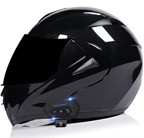 Motorrad Crash Modularer Bluetooth-Helm DOT/ECE-Zertifizierung Vollgesichts-Motorcross-Motorradhelm mit Doppelvisieren Eingebauter Lautsprecher-Headset für automatische Anrufannahme B,L von YMCXZDP