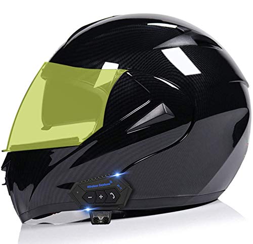 Motorrad Crash Modularer Bluetooth-Helm DOT/ECE-Zertifizierung Vollgesichts-Motorcross-Motorradhelm mit Doppelvisieren Eingebauter Lautsprecher-Headset für automatische Anrufannahme D,L von YMCXZDP