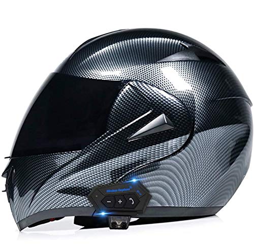 Motorrad Crash Modularer Bluetooth-Helm DOT/ECE-Zertifizierung Vollgesichts-Motorcross-Motorradhelm mit Doppelvisieren Eingebauter Lautsprecher-Headset für automatische Anrufannahme G,L von YMCXZDP