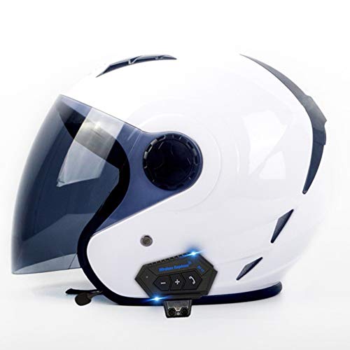 Motorrad Open Face Bluetooth Helm mit Sonnenblende Motorrad Licht Halbhelm DOT/ECE Zugelassen Fahrrad Scooter Jet Helm Eingebauter Lautsprecher Headset für automatische Anrufannahme A,L von YMCXZDP