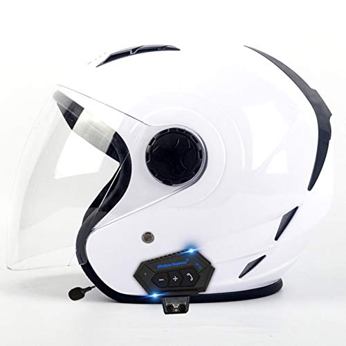 Motorrad Open Face Bluetooth Helm mit Sonnenblende Motorrad Licht Halbhelm DOT/ECE Zugelassen Fahrrad Scooter Jet Helm Eingebauter Lautsprecher Headset für automatische Anrufannahme B,M von YMCXZDP