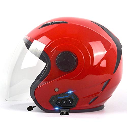 Motorrad Open Face Bluetooth Helm mit Sonnenblende Motorrad Licht Halbhelm DOT/ECE Zugelassen Fahrrad Scooter Jet Helm Eingebauter Lautsprecher Headset für automatische Anrufannahme E,S von YMCXZDP