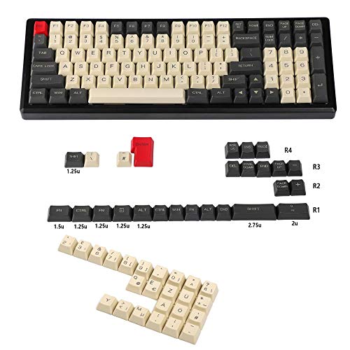 YMDK Lasergravierte UK Italienisch Spanien Deutsch ISO OEM Profil Dicke PBT Tastenkappe für MX Mechanische Tastatur YMD96 KBD75 104 87 61 (Carbon German ISO) von YMDK