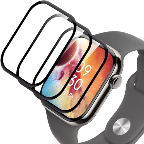 YMHML Panzer Schutz Glas für Apple Watch Series 10 46mm, 3D-Vollständige Schutzfolie, Anti-Bläschen Panzerfolie, 9H Härte, Anti-Kratzen, HD Klar Displayschutz - 3 Stück von YMHML