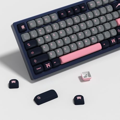 YMKPVR KBDiy Night Sakura Pink Tastenkappen, 75 %, KOA-Profilfarbstoff-Sublimation, PBT-Tastenkappen, 130 Tastenkappen-Set für Cherry Gateron MX-Schalter, mechanische Tastaturen von YMKPVR