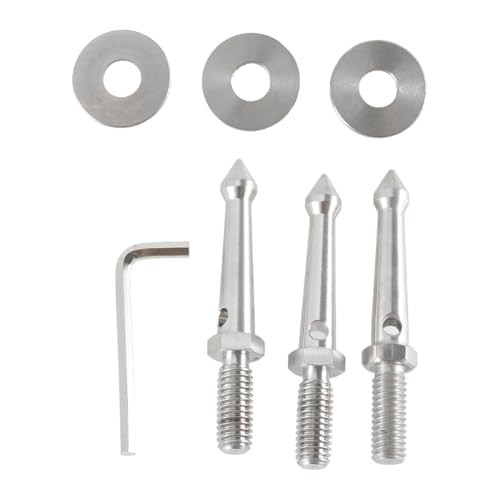 3-teiliges Edelstahl-Spikes-Set, Fußnägel, Bodenverbesserung für Stative, 3/8-Zoll-Gewinde, 80 mm für stabile Unterstützung von YMXQUP