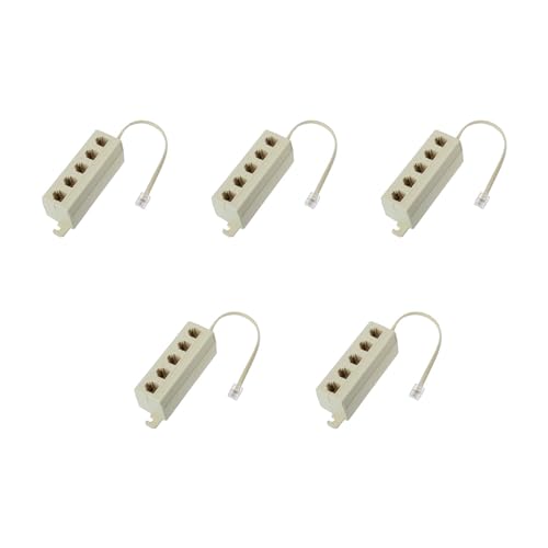 RJ11 Telefon-Splitter, 6P4C-Stecker auf 5-Wege-Buchse, 6P4C-Buchse, modularer Splitter, Adapterstecker auf USB-Adapterkabel, Adapterkabel, USB-Adapter, Steckdosen-Adapterkabel für Headset-Adapter C von YMXQUP