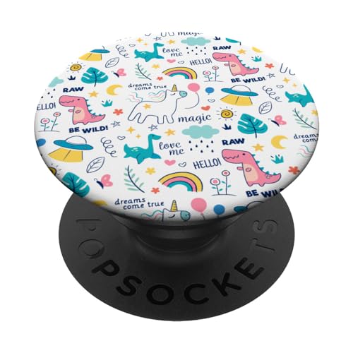 Handy-Zubehör Geschenk Jungs Mädchen Zeichnung Dino Einhorn PopSockets Klebender PopGrip von YO!