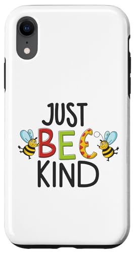 Hülle für iPhone XR Just Bee Kind, niedliche Biene, inspirierende Botschaft, lustig von YO!