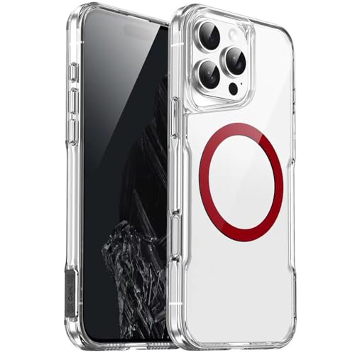 Transparente magnetische Telefonhülle für iPhone 15 14 13 12 Pro Max Kabelloses Aufladen Stoßfeste Hülle mit Kleiner Taille, rot, für iPhone 15Pro von YOGISU