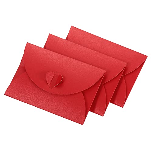 YOKIVE 50 Packung Mini Umschläge Herz Formig Spange | Klein Gift Kartenhalter Ideal für Hochzeiten Partys Boutiquen(Rot) von YOKIVE