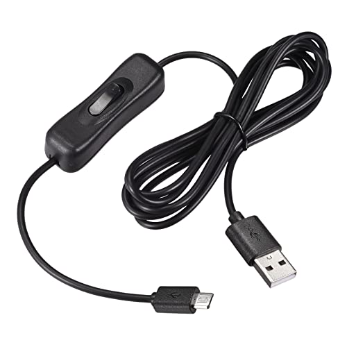 YOKIVE USB Kabel mit EIN/AUS Schalter Stecker Micro USB Stecker Verlängerung Kabel Reduzierter Verschleiß Ideal für Zuhause Studio Büro (Schwarz 2M / 6.56Ft) von YOKIVE