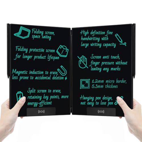 【LCD Schreibtablett für Erwachsene】14,3 Zoll Falt-Vollbild-Zeichentablett Wiederverwendbarer löschbarer digitaler Notizblock für Geschenk Geburtstag von YOLIPULI
