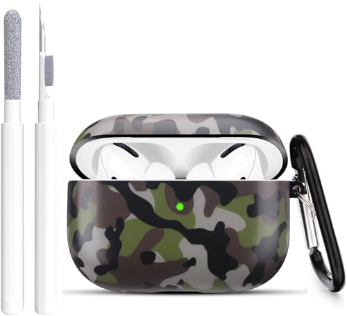 Airpods Pro Hülle - YOMPLOW Camo Schutzhülle Hartschale Skin Tragbar & Stoßfest Frauen Mädchen mit Schlüsselanhänger für Apple Airpods Pro Ladehülle - Camouflage von YOMPLOW