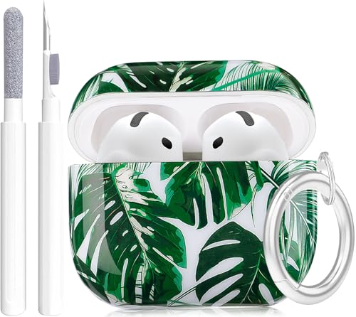 Schutzhülle für AirPods 4 – YOMPLOW Schutzhülle für Damen und Mädchen, mit Schlüsselanhänger-Reinigungswerkzeug für YOMPLOW Airpods 4. Generation, Ladehülle 2024, Hawaii, tropische Palme von YOMPLOW