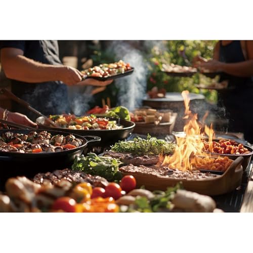 YongFoto 2,5x1,8m Grillen im Freien Fotohintergrund Grillen Fleischzutaten Outdoor-Szene Hintergrund für Freund Familie Mottoparty Fotostudio Requisiten von YONGFOTO